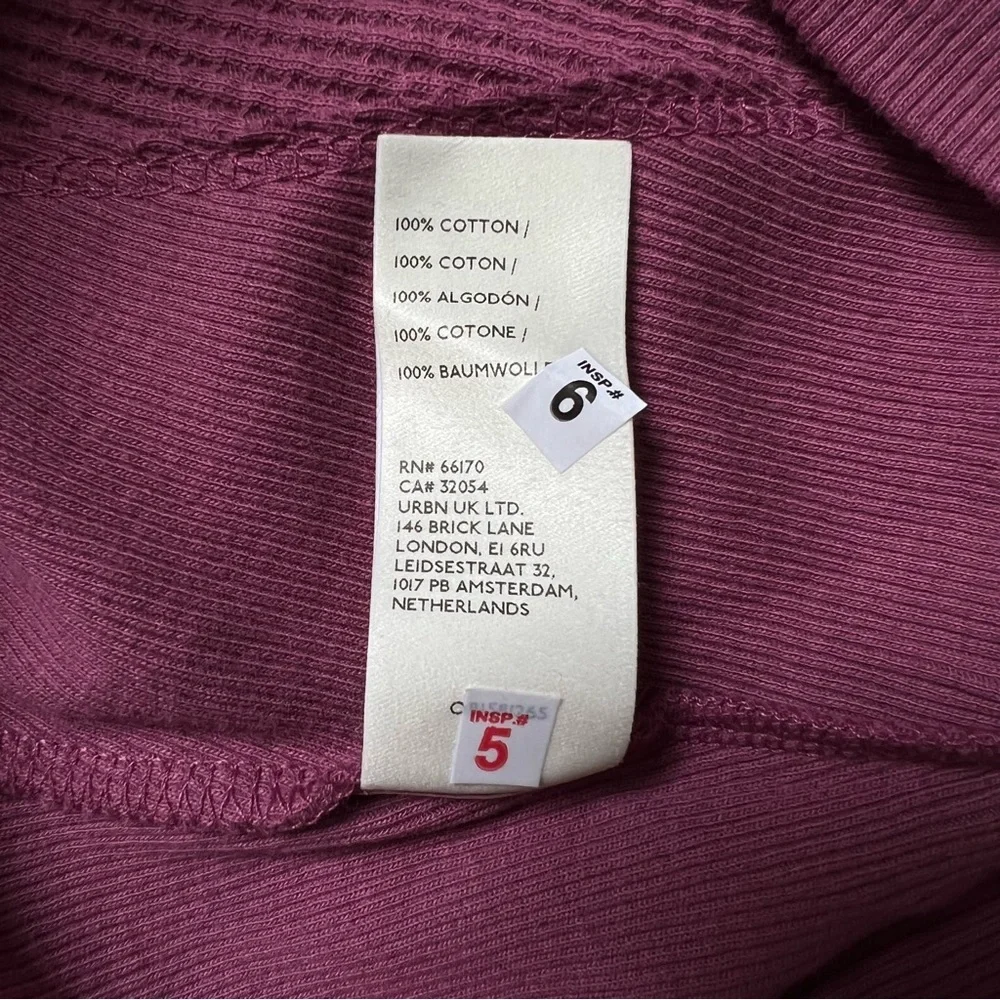 FREE PEOPLE SANTA CLARA THERMAL OVERSIZED TOP MULBERRY V-NECK  PULLOVER … - Picture 4 of 14